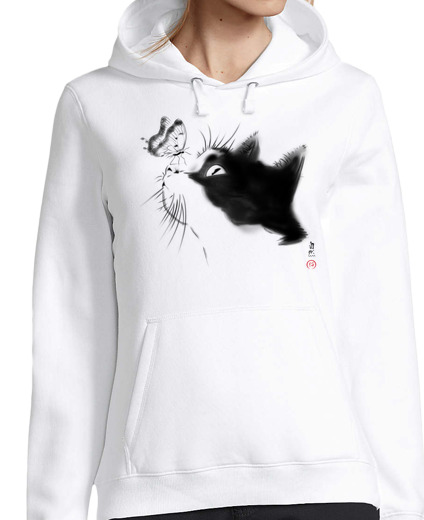 Sweat-shirt À Capuche Pour Femme chat curieux