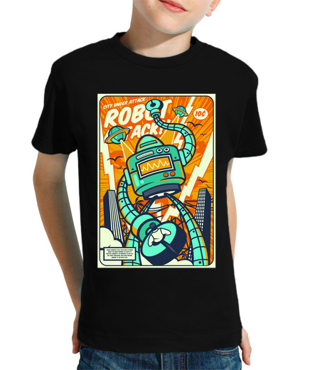 T-shirt bambino manica corta attack robotico