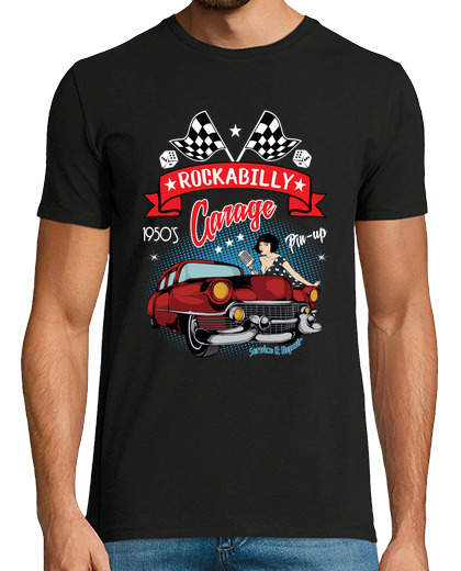 Image of t shirt 1950s rockabilly pinup american retro car