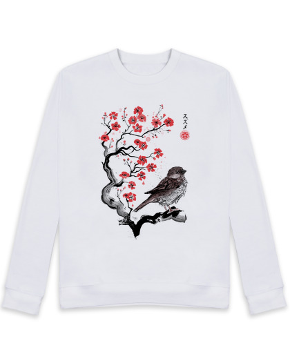 Sweat Unisexe petit moineau sumi-e