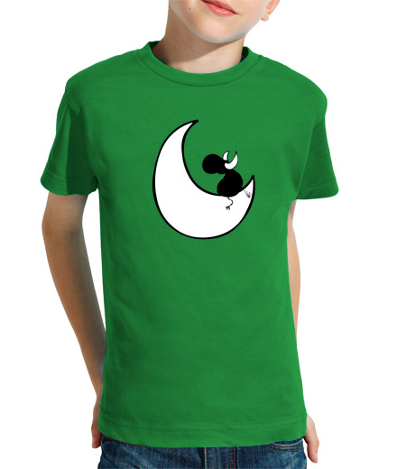 Tee Shirt Pour Enfant Manche Courte taureau amoureux de la lune-2