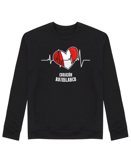 Sudadera Sin Capucha Unisex Corazón Rojiblanco laTostadora