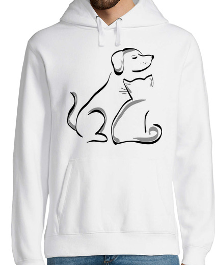 Sudadera Con Capucha Para Hombre Perro y gato laTostadora