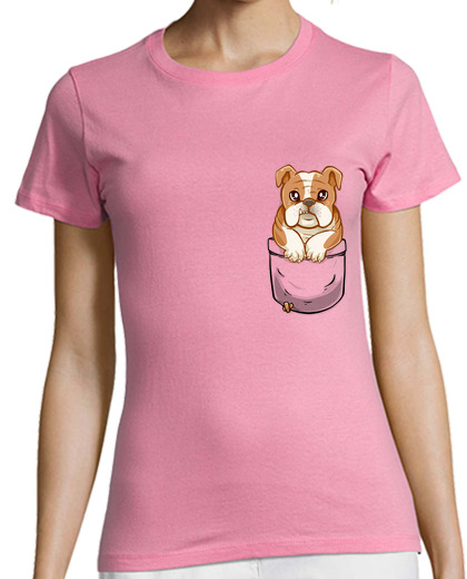 Image of pocket cute english bulldog - womans shirt