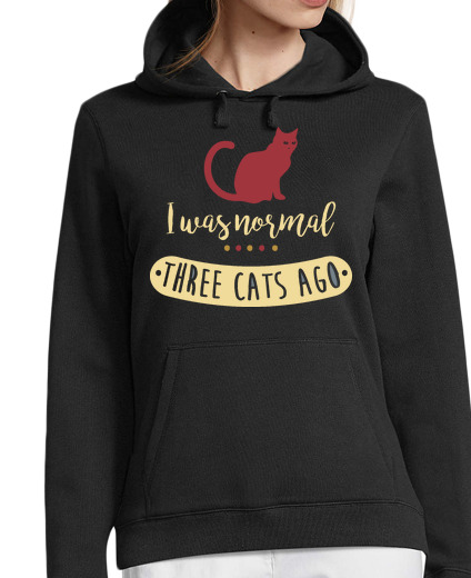 Sweat-shirt À Capuche Pour Femme j39étais normal il y a trois chats