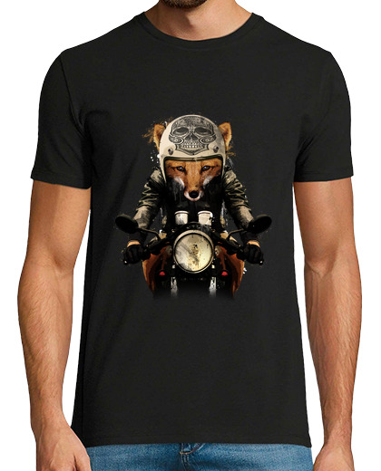Image of fox biker animal retro biker t-shirt