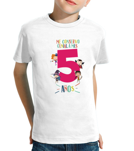 T-shirt bambino manica corta Tengo i miei 5 grandi