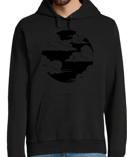 Sweat-shirt À Capuche Pour Homme Lune Nuage noir