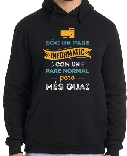 Sweat-shirt À Capuche Pour Homme Je suis un papa informatique (catalan)