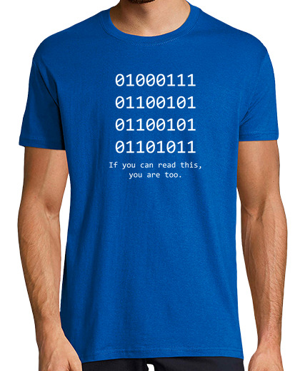 Image of fun t shirt in binary code for programmers / developers