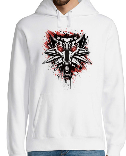 Sweat-shirt À Capuche Pour Homme éclaboussures de loup blanc