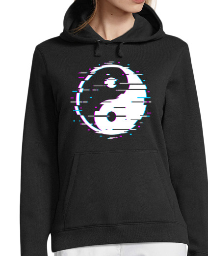 Sweat-shirt À Capuche Pour Femme Yin Yang Glitch