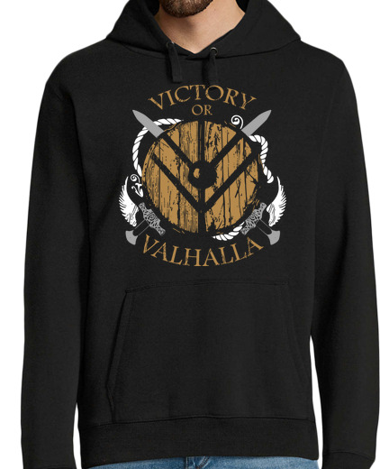 Sweat-shirt À Capuche Pour Homme victoire ou valh all a (vikings)