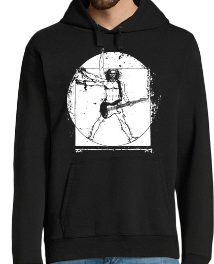 Sweat-shirt À Capuche Pour Homme guitariste vitruvien