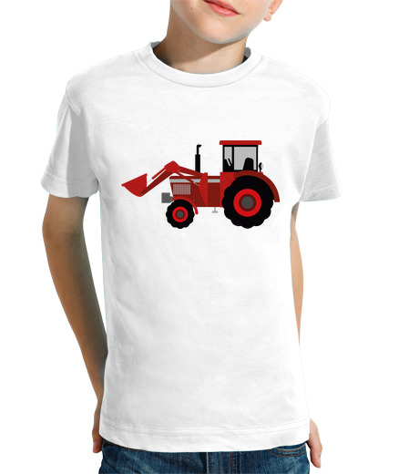 T-shirt bambino manica corta trattore / pala / agri cult ura / Red