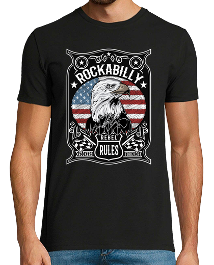 Image of t shirt rockabilly rockers usa flag rebel rules