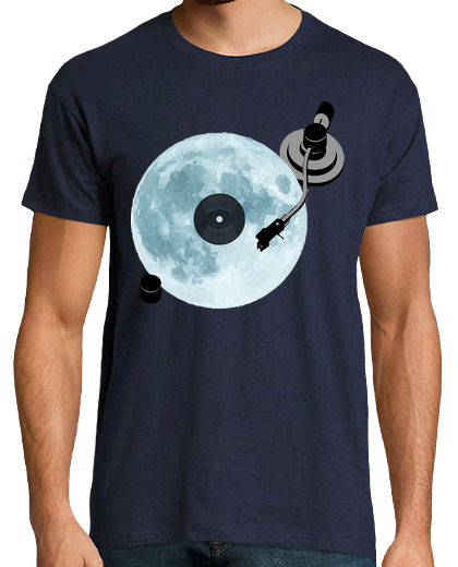 Image of full moon / vinyl / dj / record player