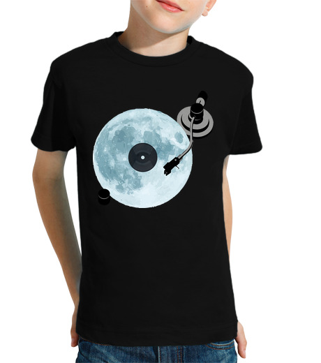 Tee Shirt Pour Enfant Manche Courte full moon / vinyl / dj / lecteur de dis