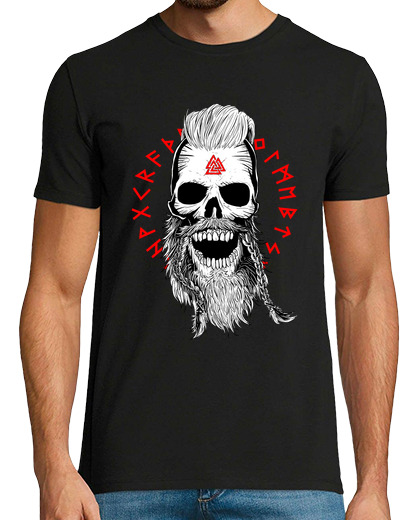 Tee Shirt Homme Manche Courte skull viking bw