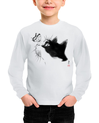 Camiseta Niño Manga Larga Curious Cat laTostadora