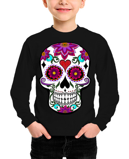 Camiseta Niño Manga Larga FLORAL SKULL laTostadora