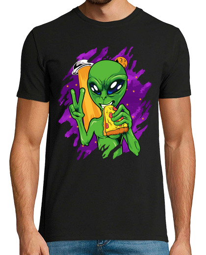 Image of alien eat pizza food drink ufo humor geek