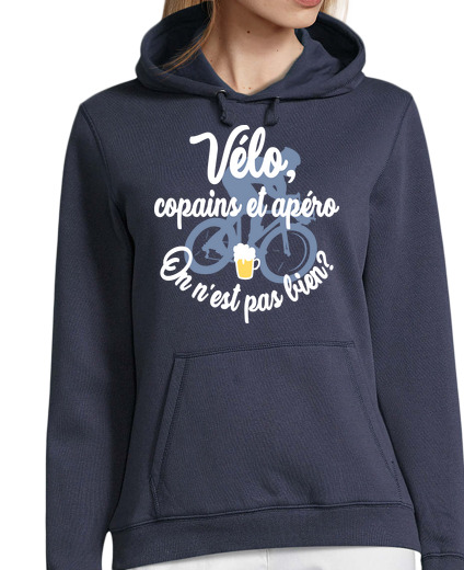 Sweat-shirt À Capuche Pour Femme Vélo, copains et apéro