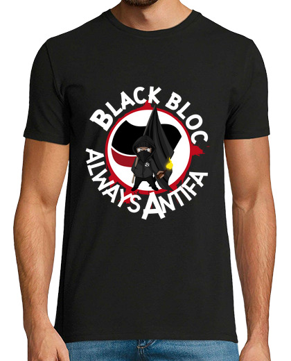 Image of men's tee-shirt - black block always antifa