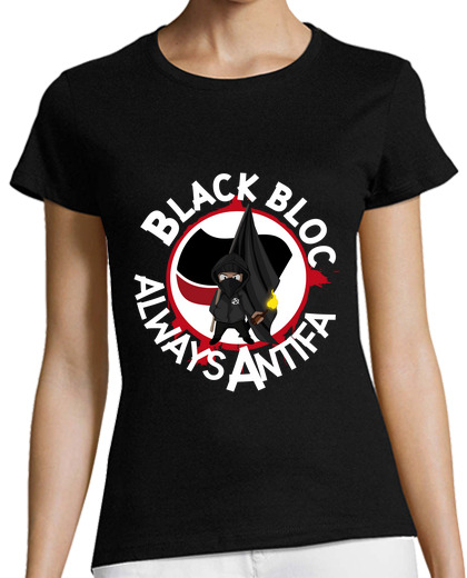 Image of tee-shirt woman - black block always antifa