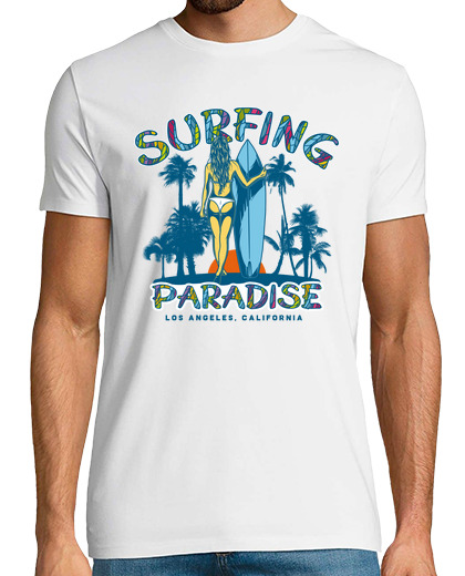 Image of surfera surfing california retro surf t shirt