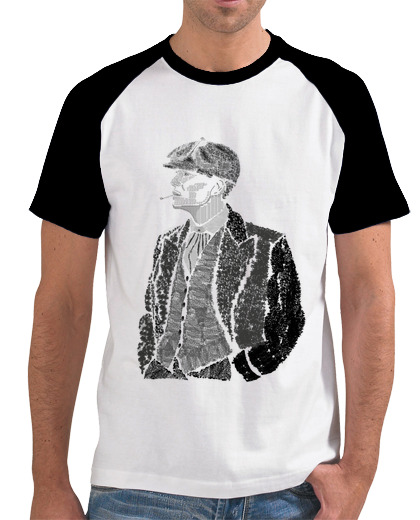 Image of thomas shelby man, baseball style, white and navy blue