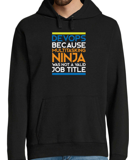 Sweat-shirt À Capuche Pour Homme devops ninja blanc