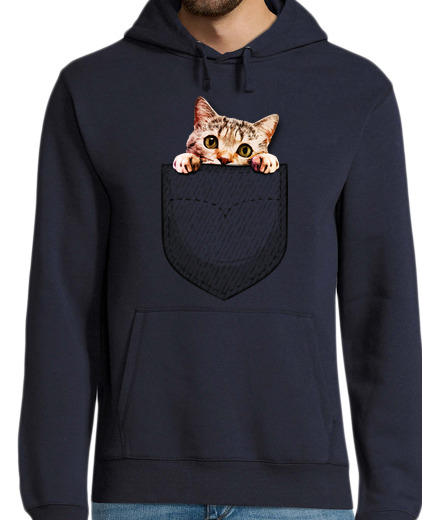 Sweat-shirt À Capuche Pour Homme Chat dans la poche