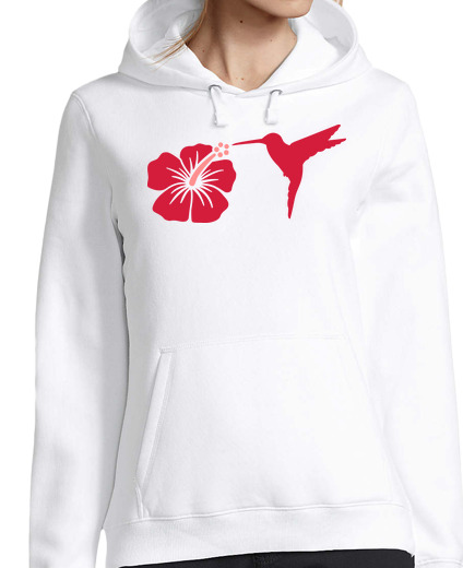 Sweat-shirt À Capuche Pour Femme colibri hibiscus rouge