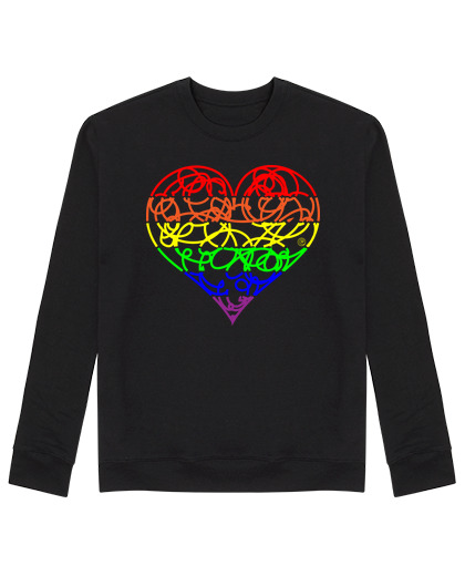 Sweat Unisexe coeur gribouillis, arc en ciel