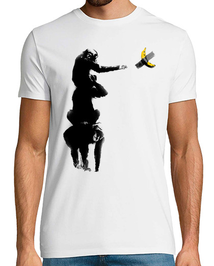 Image of chimpanzee and banana taped