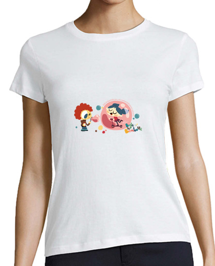 Tee Shirt Femme Classique Manches Courtes garçon et fille en patinage à bulles