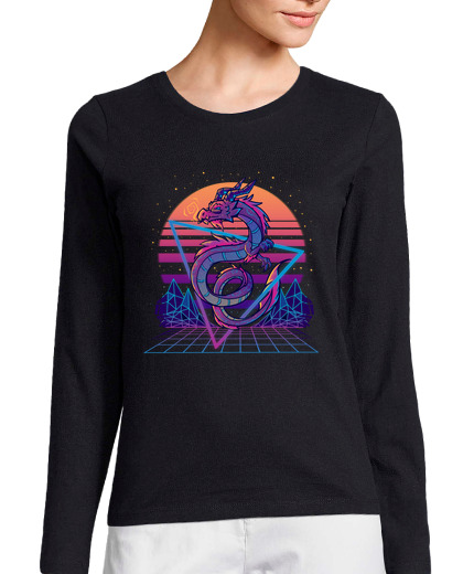 Image of retrowave dragon aesthetic - womans long sleeve