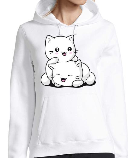 Sweat-shirt À Capuche Pour Femme Chatons kawaii rieurs