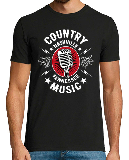 Image of retro t shirt country music microphone rockabilly nashville memphis tennessee rock n roll