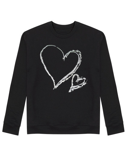 Sweat Unisexe coeur craie coeurs dessin animé jo