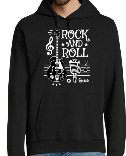 Sweat-shirt À Capuche Pour Homme rock guitare rockabilly musique microphone Rocker rock and roll 1950s 60s 70s