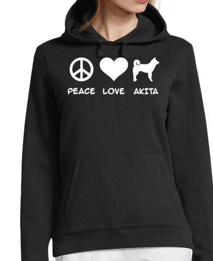 Sweat-shirt À Capuche Pour Femme la paix l39 love Akita