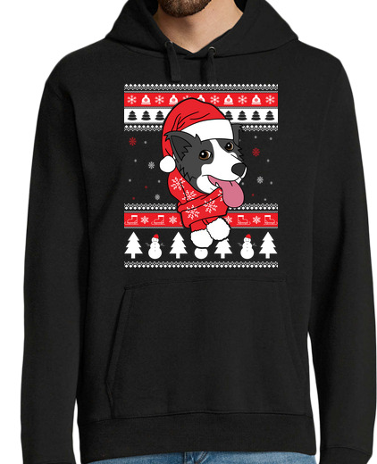 Sweat-shirt À Capuche Pour Homme border collie ugly chien de noël