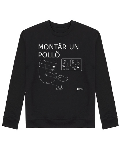 Sweat Unisexe monter un poulet noir