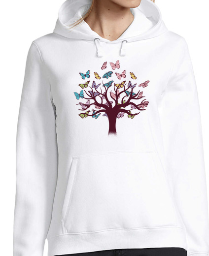 Sudadera Con Capucha Para Mujer Árbol de Mariposas laTostadora