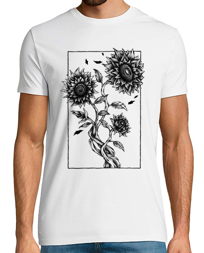 Image of t shirt sunflowers drawing art plant flowers field