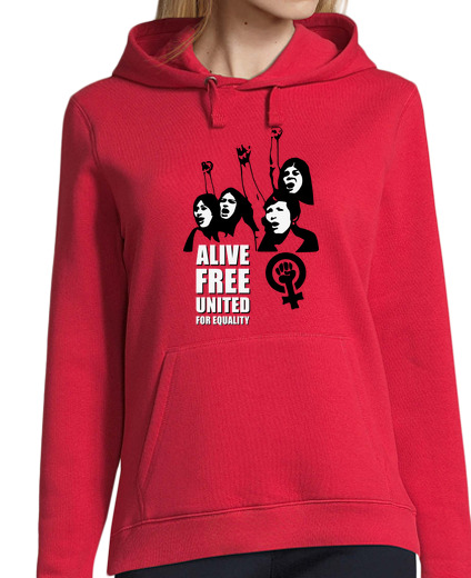 Sweat-shirt À Capuche Pour Femme vivant, libre, united pour l'égalit