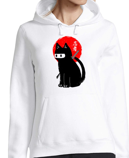 Sweat-shirt À Capuche Pour Femme chat ninja noir