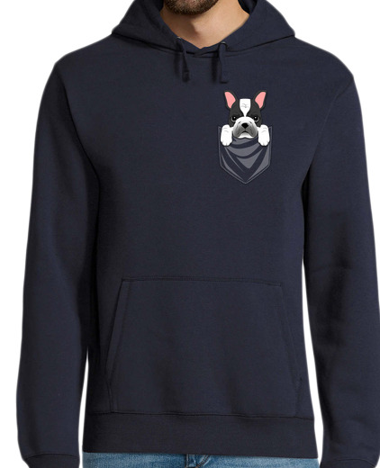 Sweat-shirt À Capuche Pour Homme bouledogue français poche noire noire